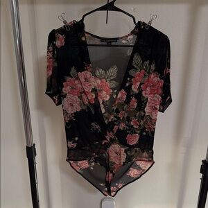Floral Black & Pink Bodysuit